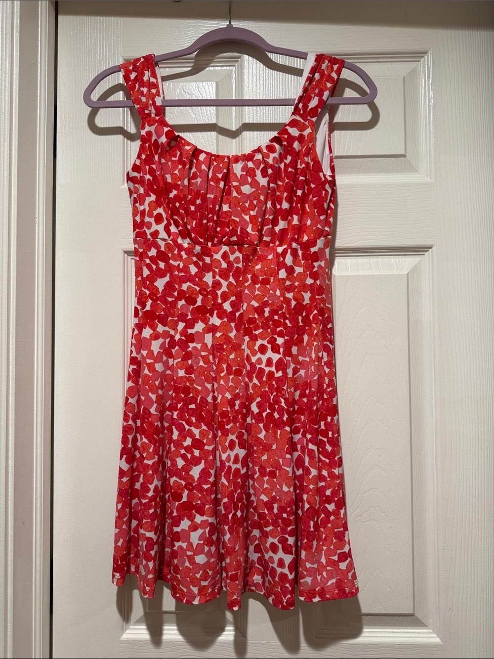 London Times Red & White Floral Scoop-Neck Mini Dress